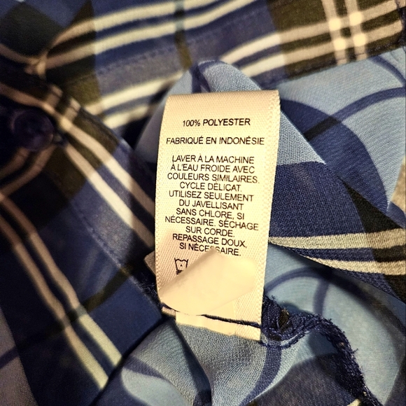 Express Portofino Sheer Plaid Button-Down Blouse - Picture 6 of 6